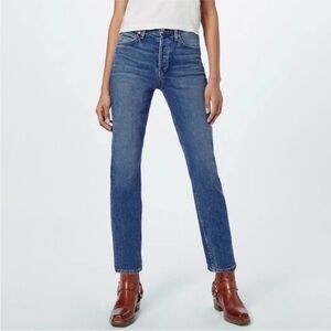 ReDone 90’s high rise ankle cropped stretch mid 70’s denim jeans 24 mom